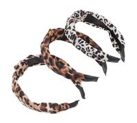 ibasenice 3 Pcs Leopard Knotted Head Band Hair Leopard Decor Cloth Fabric Headbands Chic Look and Strong Hold Preventing Hair Clipping for Daily Wearing and Concerts