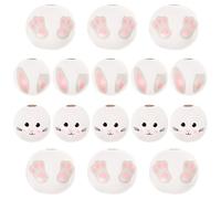 ibasenice 30pcs Easter Wooden Beads for DIY Garland Making and Handcrafts, Assorted Color Synthetic Material with Rabbit Ear, Face, and Foot Patterns, Easy to String and Good Decorative
