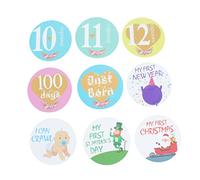 ibasenice 32PCS Milestone Stickers Self Adhesive Monthly Decals for Newborns Creative Photo Props for Capturing First Year Memories Safe Non Irritating Design