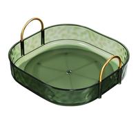 ibasenice 360 Degree Rotating Makeup Tray Acrylic Organizer with Sturdy Material for Vanity Perfume Storage, Elegant Green Cosmetic Holder Suitable for Bathroom and Bedroom