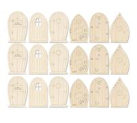 ibasenice 36pcs Mini Door Shape Blank Wood Slices for DIY Crafts, Plastic Material with Creative Fairy Themed Design, Great for Handicrafts and Art Projects