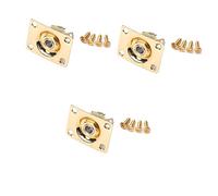 ibasenice 3pcs 1/4 Inch Guitar Jack Plate Socket Gold Plated Stereo 6.35mm Input Output Jack Plate for Electric Bass
