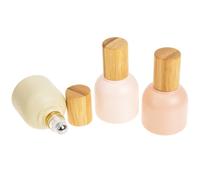 ibasenice 3pcs 10ml Perfume Glass Roller Bottles with Bamboo Lids, Leak-proof and Portable Empty Glass Roller Bottles for Essential Oil Use, for Travel and Outdoor