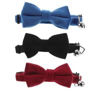 ibasenice 3pcs Adjustable Cat and Dog Collars with Bow Tie and Bell, Plush Material with Metal Buckle, Breakaway Safety Feature, for Taking Beautiful Photos and Travel