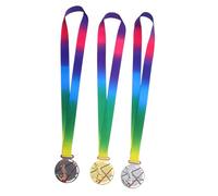ibasenice 3pcs Basketball Award Medals with Neck Ribbons Zinc Alloy Sport Medal Metal in Gold Silver Bronze for Basketball Competitions Sports Day Winner Prizes