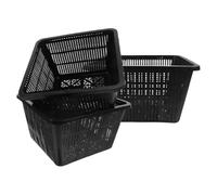 ibasenice 3pcs Black Plastic Hydroponic Mesh Net Pots for Vegetable Growing, Soilless Cultivation Plant Nursery Baskets, Indoor and Outdoor Garden Grow Containers