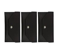 ibasenice 3pcs Black PU Leather Cash Envelope Wallet Set Reusable Money Holder Pouch for Women, Compact Change Purse Snap Button for Cash Budgeting