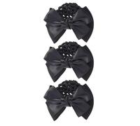 ibasenice 3Pcs Bowknot Hair Bun Net Bun Cover with Elastic Mesh Cloth and Metal Clip Wear-Resistant Secure Fit Elegant Decorative Hair Nets for Women at Formal Events and Party