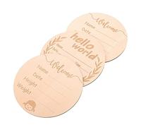 ibasenice 3pcs Cards Set Wooden Birth Announcement Signs for Boys Girls Shower Photo Props Growth Keepsakes