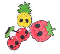 ibasenice 3pcs Cartoon Alloy Skull Fruit Lapel Pins with Cherry Strawberry Versatile Brooches for Women S Shirts Backpacks Bags Creative Fashion Jewelry Accessories