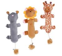 ibasenice 3pcs Cat Teething Set Plush Animal Dolls for Chewing Training Bite Resistant Soft Cartoon Plushies for Dental Health and Stress Relief Includes Lion Giraffe and for