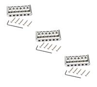 ibasenice 3pcs Electric Guitar Bridge Tailpiece Silver Fixed Bridge Assembly for Style Guitar Replacement Standard String Spacing Easy Installation Wrench Included