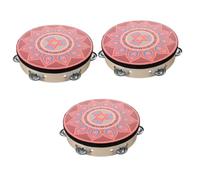 ibasenice 3pcs Hand Held Wooden Tambourine Drum Professional Musical Instrument for Adults and Boys and Girls for Dance Rhythm Dynamics and Creative Expression