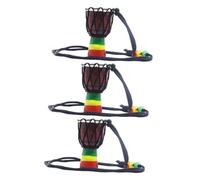 ibasenice 3pcs Handmade Mini African Djembe Drum Desktop Hand Drum Decorative African Percussion Instrument for Boys and Girls Random Color