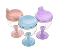 ibasenice 3pcs High Footed Cups Shatterproof Milk Juice Goblets No Spill Training Cups for Stable Design and Comfortable Grip in Pink Blue Purple