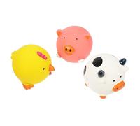 ibasenice 3pcs Interactive Latex Squeaky Dog Toys Chewing Engaging Animal Design for Puppies Includes Pink Pig Yellow Chicken Cow
