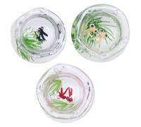 ibasenice 3pcs Mini Glass Fish Bowl Tiny House Decor for Miniature Gardens for Crafts Vibrant Colors Red Yellow Decorative Accessories
