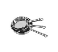 ibasenice 3PCS Miniature Metal Dollhouse Kitchen Pans Set Realistic Lightweight Cooking Utensils for Pretend Play and Learning Essential Mini Baking Accessories for Dollhouse Decor