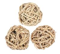 ibasenice 3pcs Parrot Ball Chew Natural Woven Balls Interactive to Reduce Furniture Biting Behaviour Beige Shaped for Parrots and Small Pets