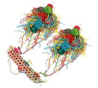 ibasenice 3pcs Parrot Chewing Toy Delicate Bird Toy Hanging for Parrot Cage Pet Foraging Plaything Rosewood and Grass Material