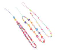 ibasenice 3pcs Polymer Clay Beaded Phone Chain with Bead Charms Lightweight and Stylish Phone Hanging Rope for Music Players and USB Flash Drives Easy to Install