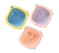 ibasenice 3pcs Portable Wash Basin Thickened Cartoon Design Durable and Safe for Face Washing Convenient and Easy to Carry Colors Pink Purple Light Blue