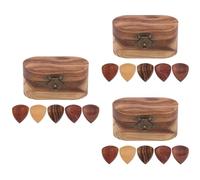 ibasenice 3pcs Portable Wooden Guitar Pick Holder Box Mixed Color Picks Storage for Guitarists for Birthdays and Holidays