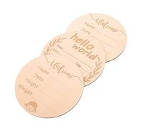 ibasenice 3pcs Public Sign Wooden Birth Announcement Cards Milestone Chart Welcome Sign Name Announcement for Newborn Hospital Decorations