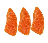 ibasenice 3Pcs Realistic Fake Salmon Slices Artificial Food Models Lifelike Salmon Fillet Props for Kitchen Home Restaurant Decoration Photography