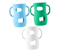 ibasenice 3pcs Silicone Bottle Covers with Handles Anti-Breakage Nursery Sleeves in Blue White Green Protective Sleeve for Glass Milk Bottles Easy-Clean Feeding Accessory