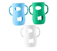 ibasenice 3pcs Silicone Bottle Sleeves with Handles Large Breakage Covers Blue White Green Dishwasher Safe Protective Replacement Covers for Glass Feeding Bottles