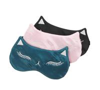 ibasenice 3pcs Silk Sleeping Eye Masks for Travel Sleep Cute Cat Cartoon Animal Pattern Soft Breathable Blackout Eye Shade Cover for Women Men Lightweight Comfortable Eyemasks