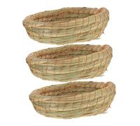 ibasenice 3pcs Small Animal Woven Straw Nest Comfortable Sleeping Mat for Hamsters Rabbits Little Pets Handmade Natural Bedding for Rest Play