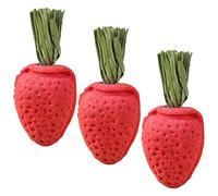 ibasenice 3pcs Strawberry Chewing for Hamsters Chinchillas Rabbits Natural Pet Biting Playthings Teeth Grinding Stress Relief Fun Chew Supplies for Small Animals