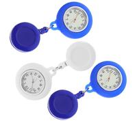 ibasenice 3pcs Stretchable Silicone Nurse Pocket Watch with Round Portable Design for Doctors and Nurses Precision Quartz Movement Unisex Hanging Chest Watch in Black Light Blue and White