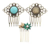 ibasenice 3pcs Vintage Retro Style Hair Combs with Crystal Embellishment Alloy Material Decorative Wedding Headpieces for Bride Party and Occasions Accessories