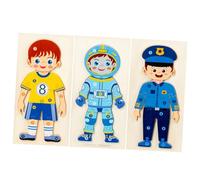 ibasenice 3pcs Wooden Career Cognition Puzzle for Educational Hand-grip Jigsaw with Athlete Police Astronaut Figures Early Learning Fine Motor Skill Development