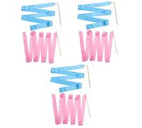 ibasenice 3sets Dance Ribbons Rainbow Streamers for Gymnastics and Dance Flexible Sturdy Reusable for Training Performance and Creative Movement Activities Lake 2pcs*3