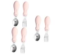ibasenice 3sets Short Handle Spoon Fork Boy Girl Utensils Training Tableware Deep Rounded Design for Easy Scooping Safe for Boy Girl