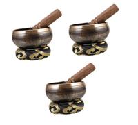 ibasenice 3sets Tibetan Singing Bowl Multi-function Meditation Bowl for Relaxation and Healing with Striker and Cushion for Yoga and Mindfulness Practices Flat Bottom Design