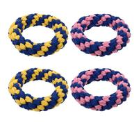 ibasenice 4 Pcs Assorted Colour Doughnut Shape Dog Rope Made of Cotton Rope for Chewing and Teeth Cleaning, Interactive Pet Suitable for Puppy Training and Stimulation Random Color