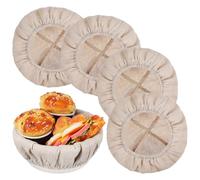 ibasenice 4 Pcs Bread Basket Cloth Liners Cotton Linen Bread Proofing Basket Covers Multi-functional