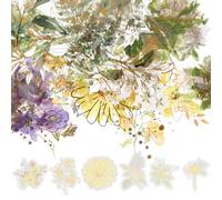 ibasenice 4 Sets of Flower Plant Patterns Stickers for Scrapbooking and Journaling, PVC Material, Easy to Peel and Stick No Glue Marks, for Diary and Album Decoration