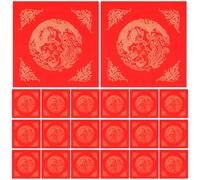 ibasenice 40 Pcs Calligraphy Rice Red Paper Thick Design No Ink Fading Fu Character Writing Papers for Home Decoration and Chinese New Year Party