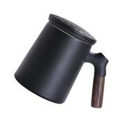 ibasenice 400ml Ceramic Tea Cup Mug with Lid and Filter Strainer, Practical and Stylish Black Porcelain Tea Cup for Office and Personal Use, Sturdy and Not Easy to Break