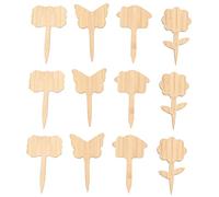 ibasenice 40pcs Natural Bamboo Plant Labels Durable Garden Markers for Flowers Herbs Succulents with Unique Flower Butterfly House and for Nursery and Home Gardening