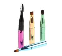 ibasenice 4in1 Portable Travel Makeup Brush Set for Women Nylon Multifunctional Makeup Brushes Including Eyeshadow Lip and Eyebrow Easy to Carry for On-the-go Touchups