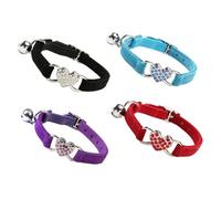 ibasenice 4pcs Adjustable Rhinestone Cat Collars with Bell Pet Neck Ring for Unique Look Soft and Comfortable for Everyday Wear Party Random Colors