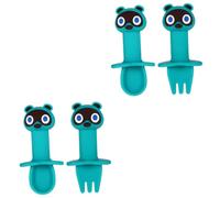 ibasenice 4pcs Adorable Cartoon Fork and Spoon Set Tableware for Comfortable Grip Design for Self-Feeding Safe and Non-Hazardous Dining Utensils for Learning to Eat