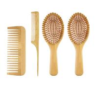 ibasenice 4pcs Bamboo Comb Set with Scalp Massage and Smooth Finish, Practical Wide Tooth Tail Combs for Styling and Hair Care, Portable and Sturdy Design for Daily Use